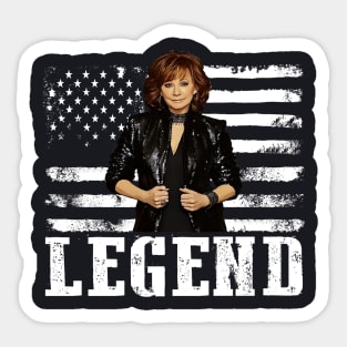 Distressed American Flag Reba Mcentire Music Legend Sticker